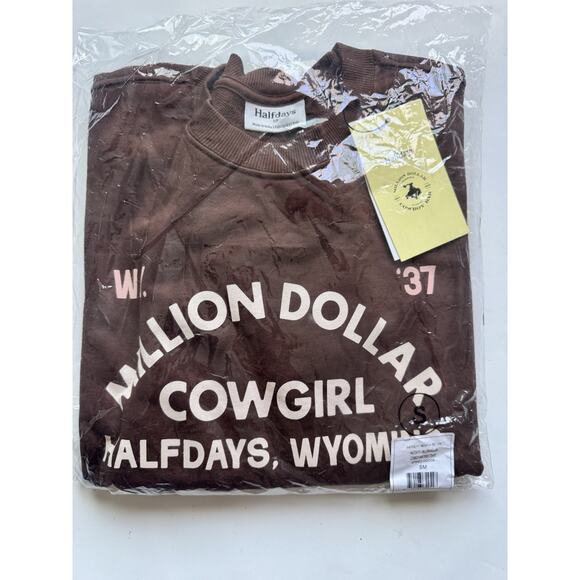 HALFDAYS X MILLION DOLLAR COWBOY BAR Sweatshirt Spiked Cocoa Small - Picture 1 of 8